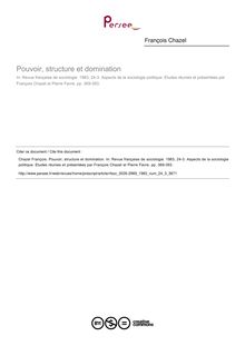 Pouvoir, structure et domination - article ; n°3 ; vol.24, pg 369-393