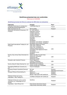 Liste des dentifrices présentant des non:conformités 23/09/2008