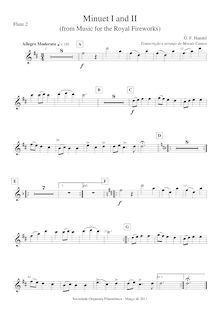Partition flûte 2, Music pour pour Royal Fireworks, Fireworks Music par George Frideric Handel
