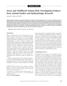Stress and Childhood Asthma Risk: Overlapping Evidence from Animal Studies and Epidemiologic Research