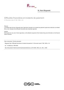 Difficultés financières et incidents de paiement - article ; n°1 ; vol.198, pg 34-34