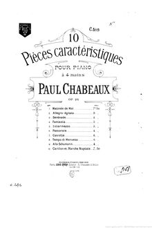 Partition No.3 Sérénade, 10 Pièces caractéristiques, Chabeaux, Paul
