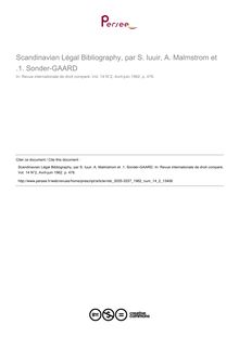 Scandinavian Légal Bibliography, par S. Iuuir, A. Malmstrom et .1. Sonder-GAARD - note biblio ; n°2 ; vol.14, pg 476-476
