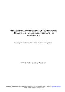 Evaluation de la chirurgie vasculaire par coelioscopie - Annexes - Description des études
