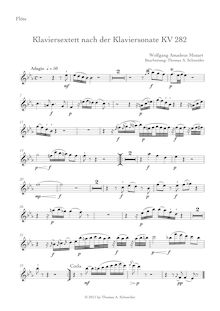 Partition flûte, Piano Sonata No.4, E♭ major, Mozart, Wolfgang Amadeus