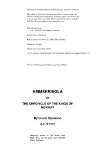 Heimskringla, or the Chronicle of the Kings of Norway