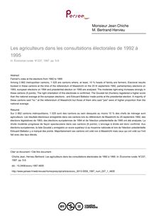 Les agriculteurs dans les consultations électorales de 1992 à 1995 - article ; n°1 ; vol.237, pg 5-9