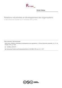 Relations industrielles et développement des organisations - article ; n°1 ; vol.10, pg 79-93