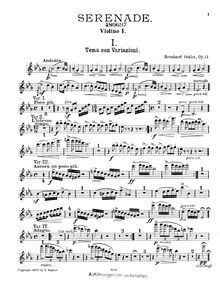 Partition violon I, Serenade, Sekles, Bernhard