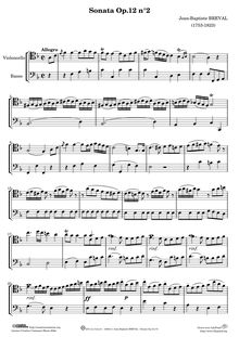 Partition Sonata No.2, 6 sonates pour violoncelle, Op.12, Sonates a Violoncel a Basse