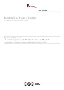 Sociographie du divorce et divortialité - article ; n°4 ; vol.48, pg 919-938