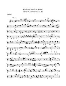 Partition violons I, Piano Concerto No.19, F major, Mozart, Wolfgang Amadeus