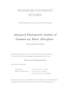 Advanced photometric studies of gamma-ray burst afterglows [Elektronische Ressource] / Thomas Christian Krühler