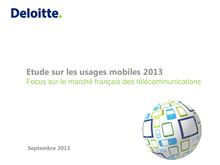 Etude sur les usages mobiles 2013 : Focus sur le marché français des télécommunications