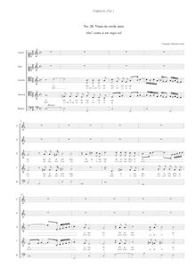 Partition Vocal score, Viues en corde, Ahi come a un vago sol, Monteverdi, Claudio