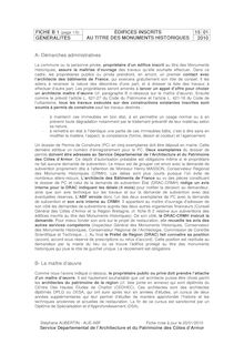 FICHE B 1 (page 1/5) 15 01 GÉNÉRALITÉS ÉDIFICES INSCRITS AU TITRE ...