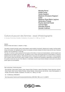 Culture et pouvoir des femmes : essai d historiographie - article ; n°2 ; vol.41, pg 271-293