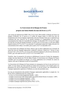 Le Gouverneur de la Banque de France propose une baisse limitée du taux du livret A, à 1%