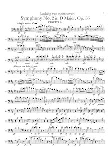 Partition basson 1, 2, Symphony No.2, D major, Beethoven, Ludwig van