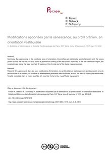 Modifications apportées par la sénescence, au profil crânien, en orientation vestibulaire - article ; n°3 ; vol.2, pg 231-242
