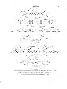 Partition violoncelle, corde Trio, Grand trio à violino, viola e violoncello.