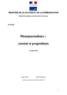 Photojournalistes : constat et propositions