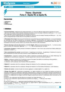 Cours Physique - Série S: Dipôle RC et dipôle RL