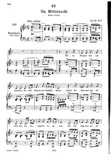 Partition complète, Um Mitternacht, At Midnight, Schubert, Franz par Franz Schubert