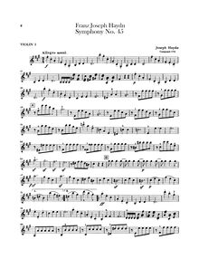 Partition violons I, Symphony No.45 en F♯ minor “Farewell”, Sinfonia No.45 Abschiedsymphonie