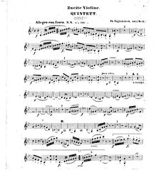 Partition violon 2, quintette pour clarinette et cordes, Op.44, Täglichsbeck, Thomas
