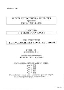 Technologie des constructions 2005 BTS Travaux publics