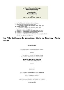 La Fille d’alliance de Montaigne, Marie de Gournay
