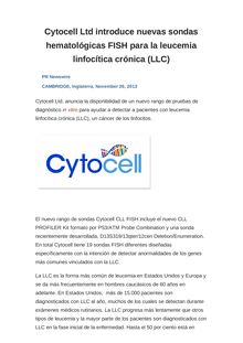 Cytocell Ltd introduce nuevas sondas hematológicas FISH para la leucemia linfocítica crónica (LLC)