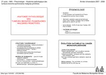 2e cycle MIA Pneumologie Anatomie pathologique des tumeurs broncho pulmonaires malignes primitives