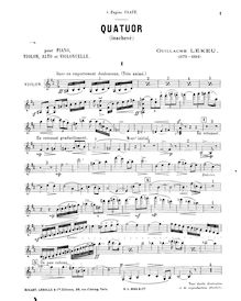 Partition de violon, Piano quatuor, Lekeu, Guillaume