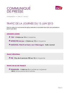 Grêve SNCF du 13/06 - Communiqué de presse