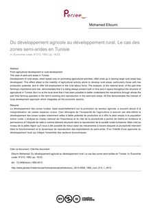 Du développement agricole au développement rural. Le cas des zones semi-arides en Tunisie - article ; n°1 ; vol.213, pg 18-23