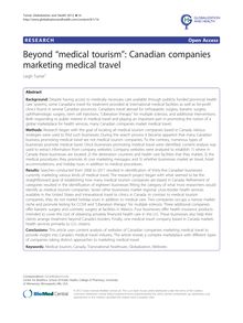 Beyond "medical tourism": Canadian companies marketing medical travel