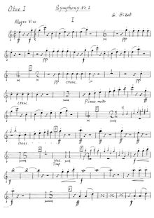 Partition hautbois 1, Symphony en C Major, Bizet, Georges