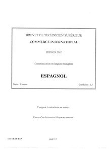 Espagnol 2002 BTS Commerce international à référentiel Européen
