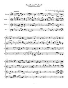 Partition complète, 6 sonates pour orgue, Mendelssohn, Felix