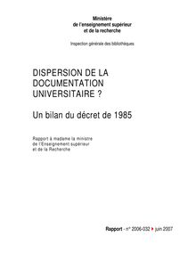 Dispersion de la documentation universitaire ? : Un bilan du décret de 1985