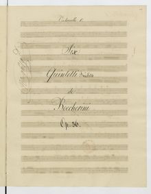 Partition violoncelle 1, 6 corde quintettes, G.331-336 (Op.36), Boccherini, Luigi