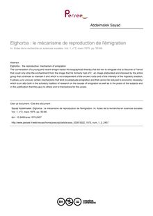 Elghorba : le mécanisme de reproduction de l émigration - article ; n°2 ; vol.1, pg 50-66