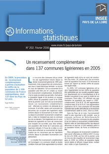 Un recensement complémentaire dans 137 communes ligériennes en 2005