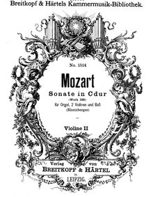 Partition violons II, église Sonata, Church Sonata No.14Church Sonata No.15 par Wolfgang Amadeus Mozart