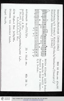 Partition complète et parties, Sinfonia en D major, GWV 519