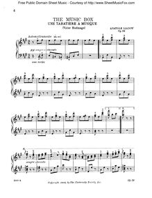 Partition complète, pour Music Box, Op.32, Lyadov, Anatoly