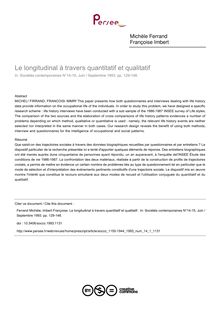 Le longitudinal à travers quantitatif et qualitatif  - article ; n°1 ; vol.14, pg 129-148