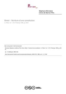Brésil : l écriture d une constitution - article ; n°2 ; vol.1, pg 68-81